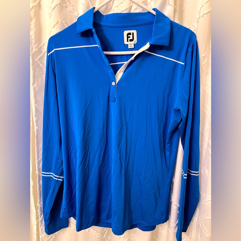 FJ FOOT JOY WOMEN ATHLETIC GOLF SHIRT SIZE L BLUE